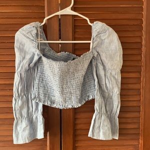 Reformation long sleeve crop top with puff sleeves